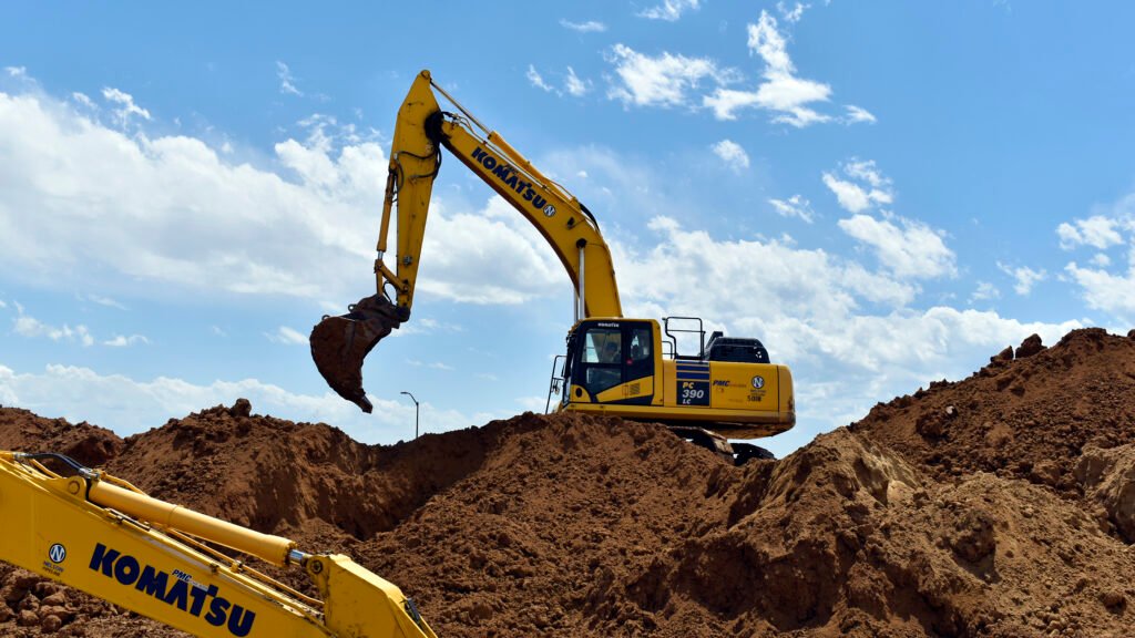 Excavator on job site