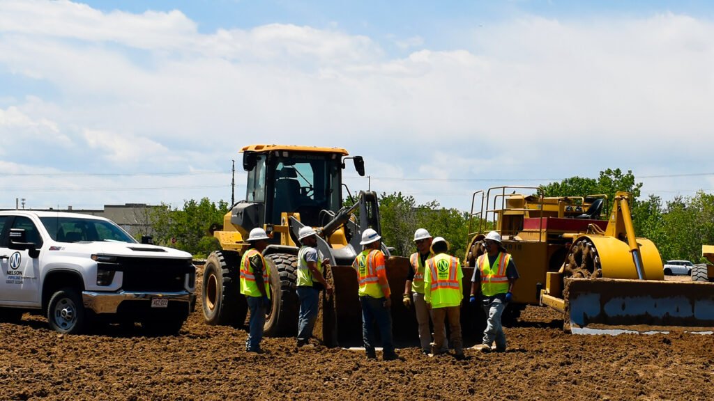 Nelson Pipeline employess in a safety meeting on a job site